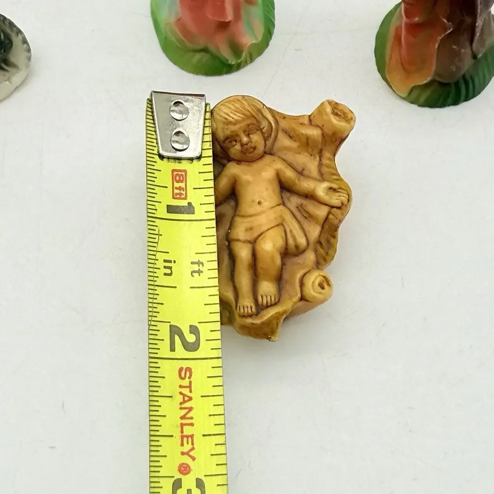 Hard Plastic Nativity Pieces Set 12 Made In Hong Kong